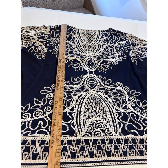 JM Collection Women’s Size XL Navy Blue Printed Design Round Neck Short Sleeve B - Picture 11 of 11